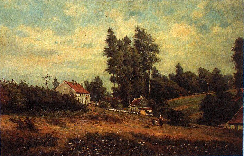 Theodore Fourmois Landscape with farms Sweden oil painting art